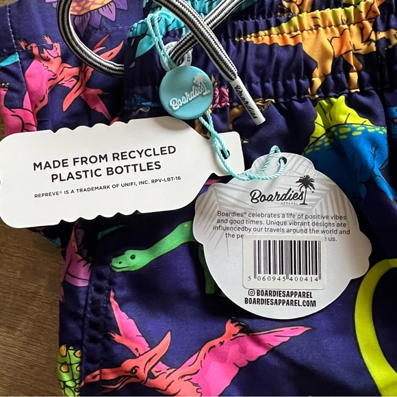🆕 NWT Boardies Dino Printed vibrant neon swim trunks size 7-8 - Picture 8 of 11